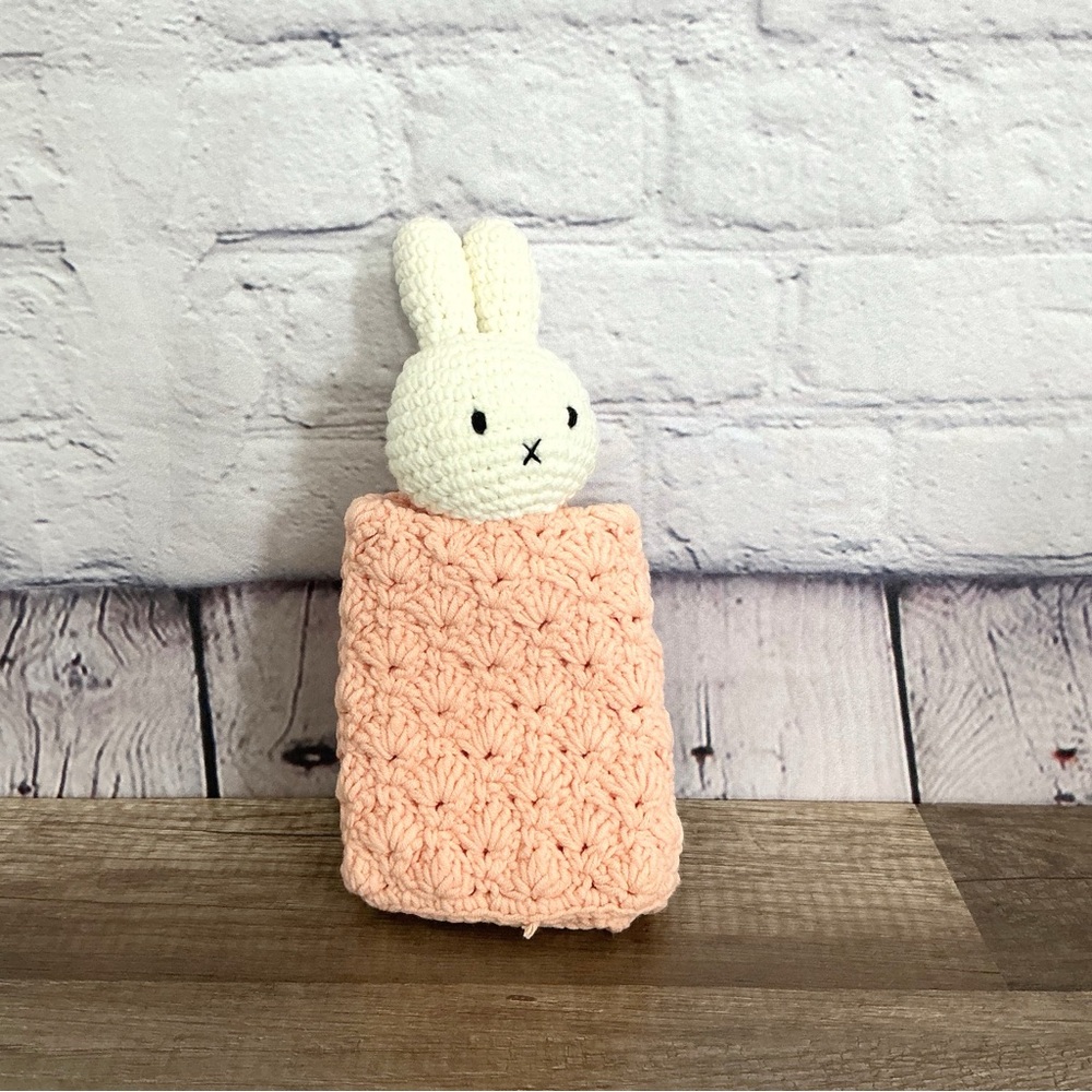 New Just Dutch Miffy Bunny Organic Handmade Crochet Wipe Pink